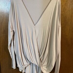 Double Zero Beige Draped Women's Blouse